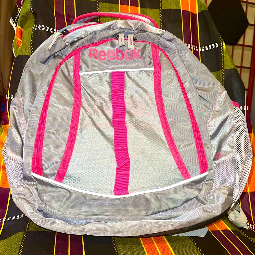 Reebok Grey With Pink Trim Nylon Backpack